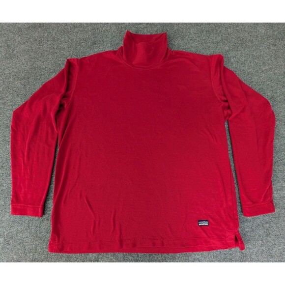 Vintage Patagonia Capilene Base Layer Shirt Top Adult Sz L Turtleneck USA Red - Picture 1 of 8